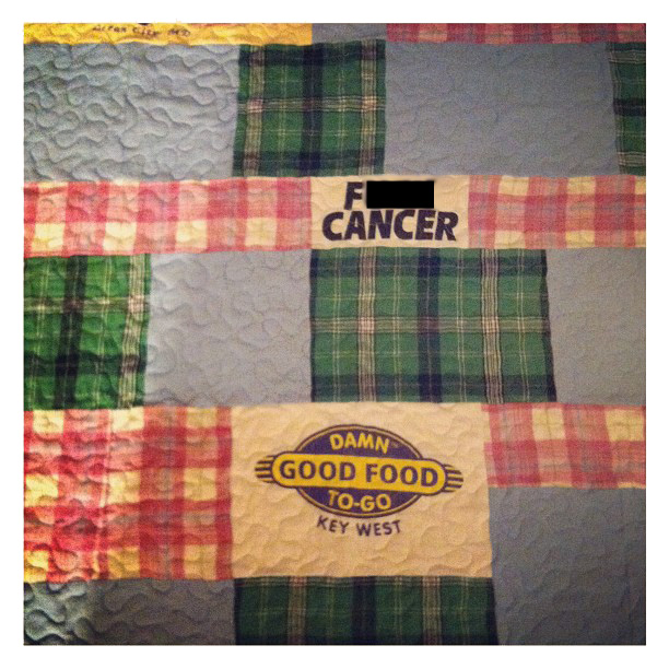 Custom baby blanket made to honor pinner's Grandmother - "F--- Cancer" and "Damn Good" @ohbotherblog