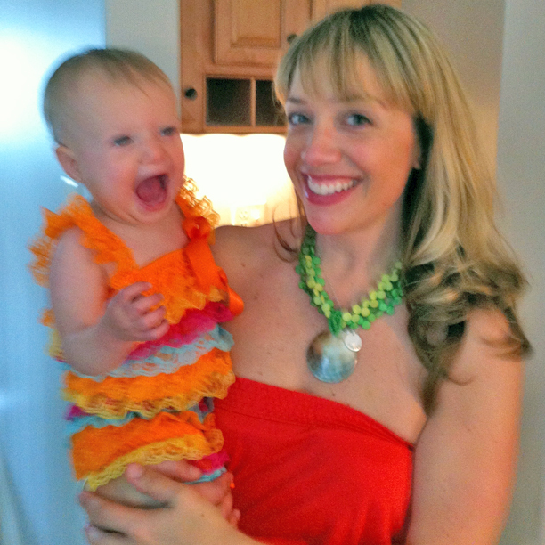 Rainbow Romper for a colorful first birthday @ohbotherblog