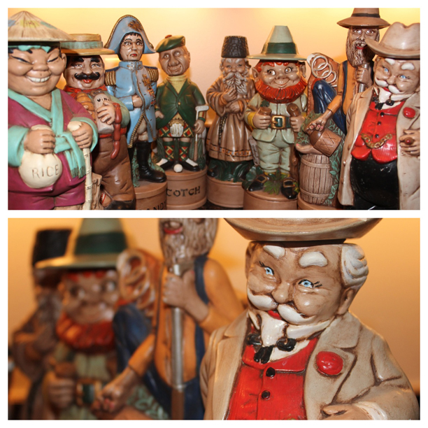 Painted vintage liquor decanters @ohbotherblog