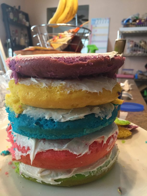 Make a Rainbow Layer Cake @ohbotherblog